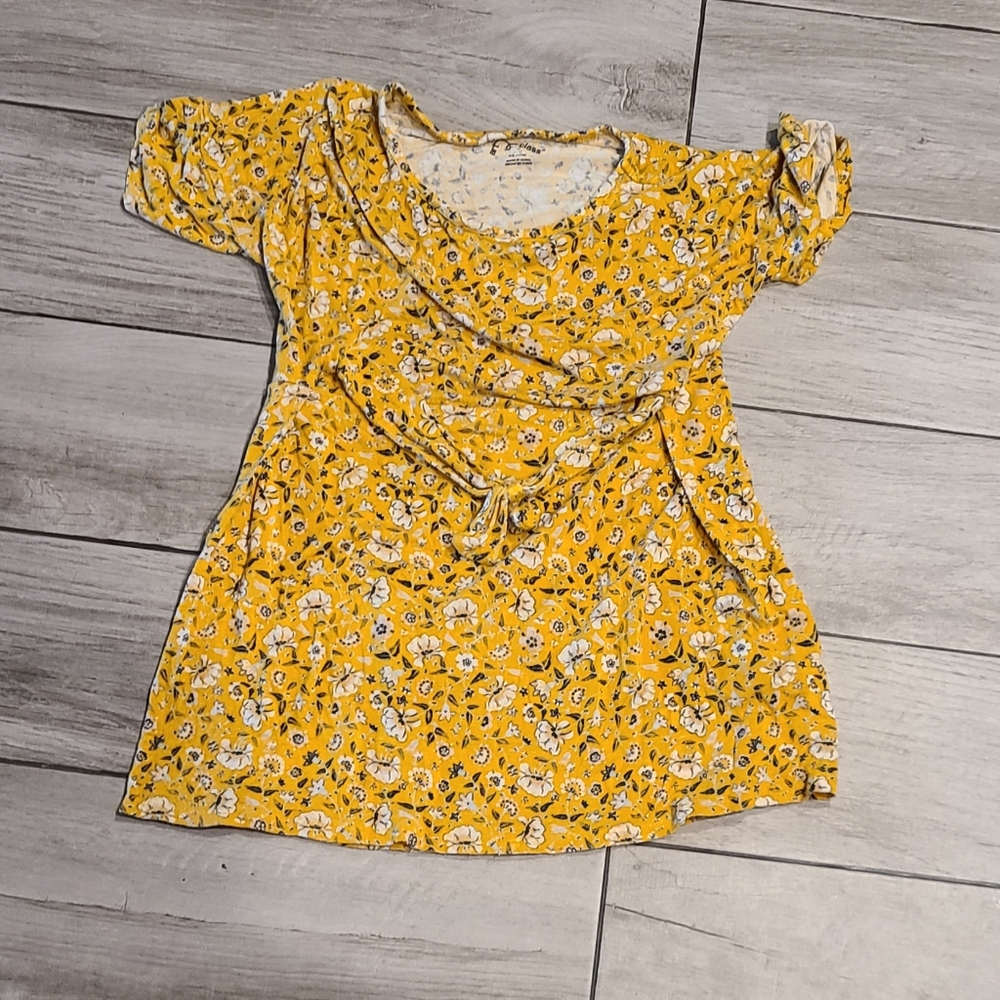 🍁Art Class Yellow Flowered Bow dress🪅